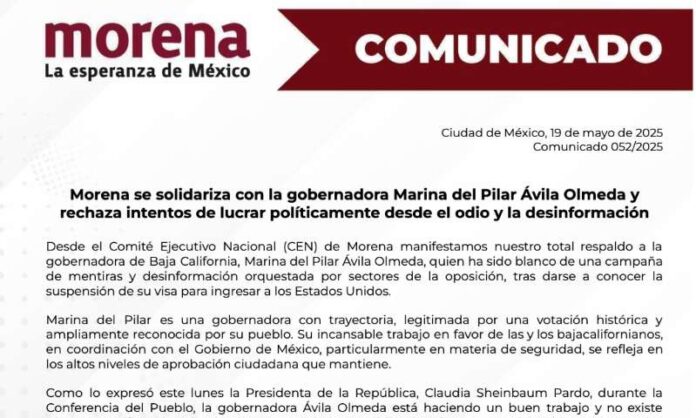 morena apoya a Marina