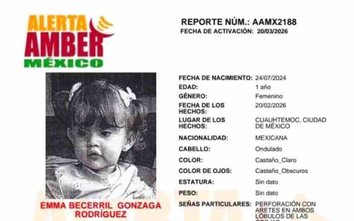 Alerta Amber de Emma Becerril Gonzaga Rodríguez