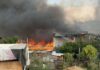 Fuerte incendio consume viviendas sobre la Vía Rápida Alamar